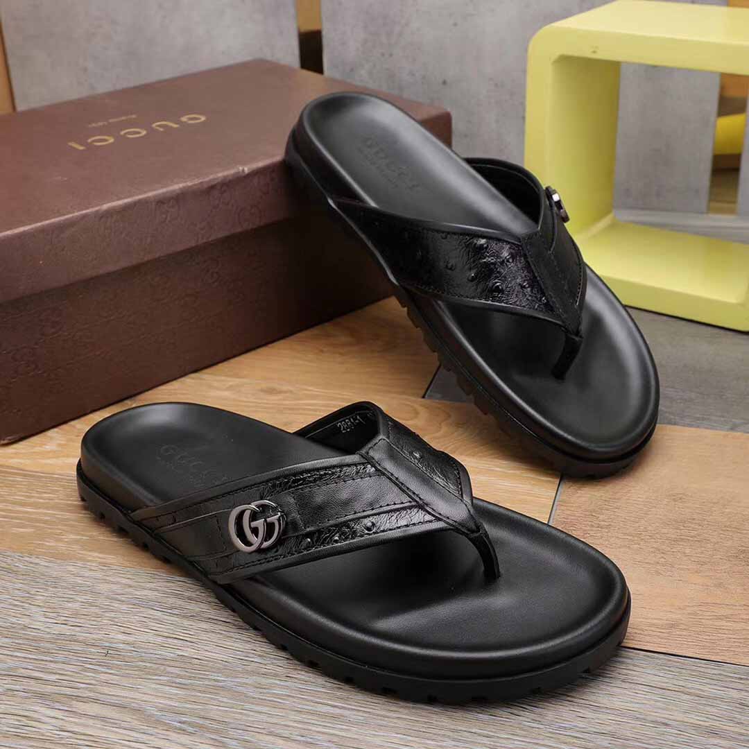 Gucci GG Slides Thong Sandals  - DesignerGu