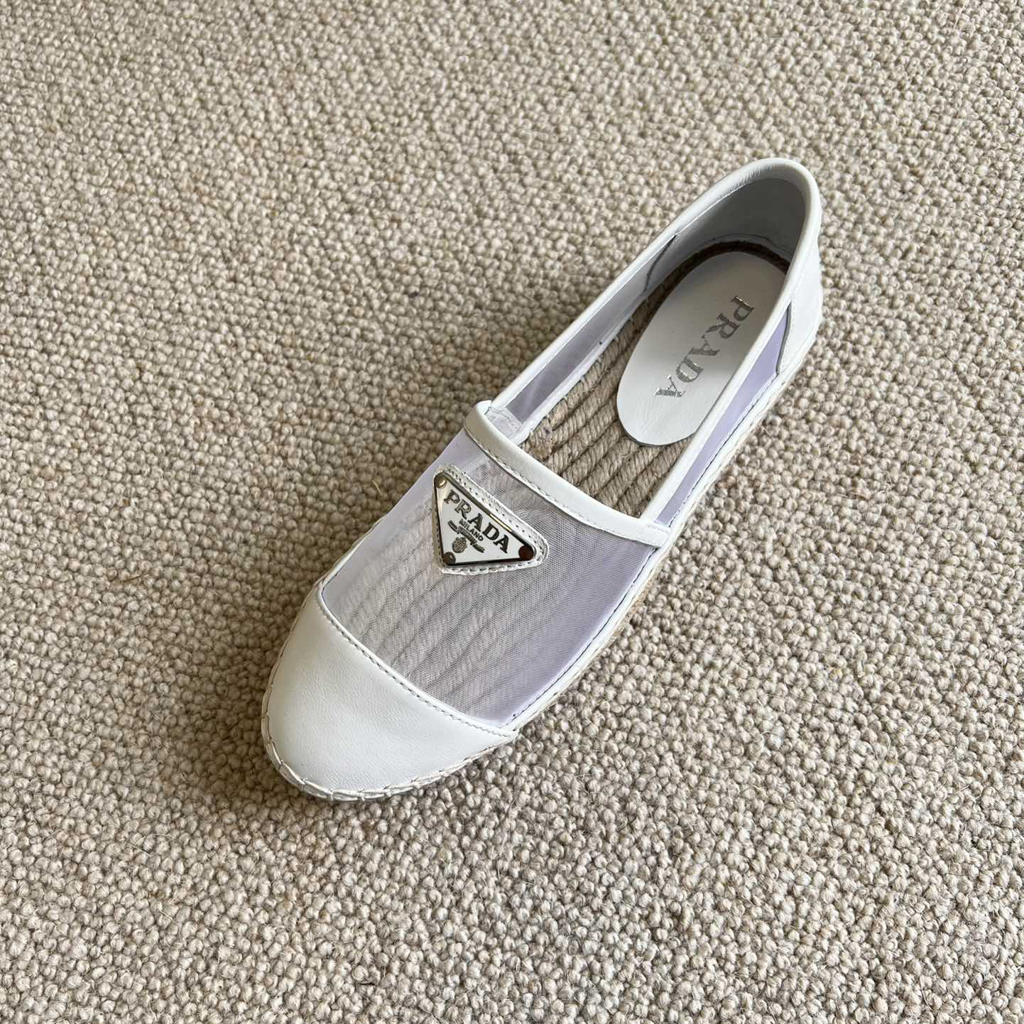 Prada  Logo  Woman White Loafers - DesignerGu