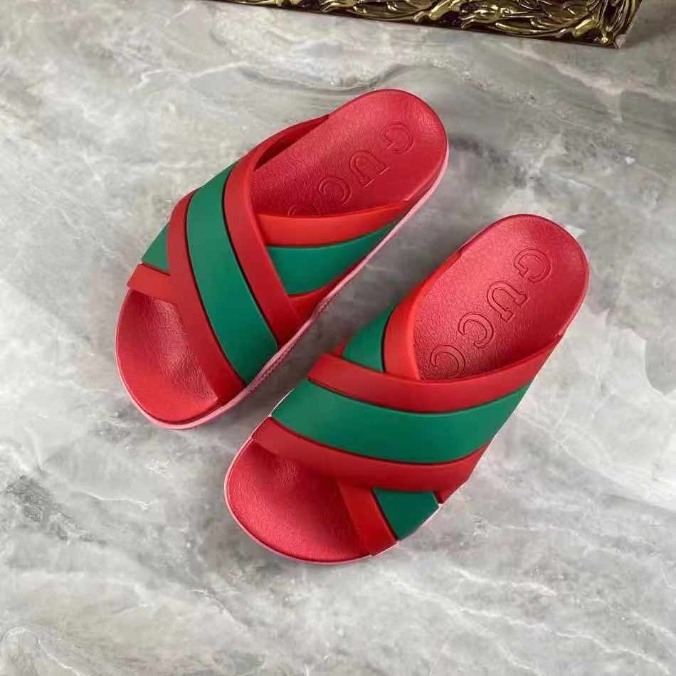 Gucci  Slide Sandals With Web - DesignerGu
