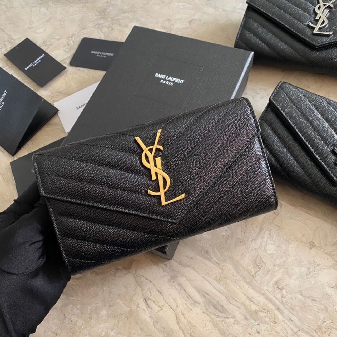 Saint Laurent Monogram Leather Wallet(19-11-3CM) - DesignerGu