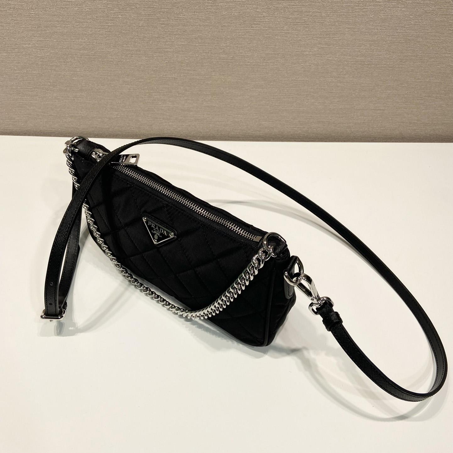 Prada Tessuto Nylon Quilted Chain Convertible Crossbody Bag - DesignerGu