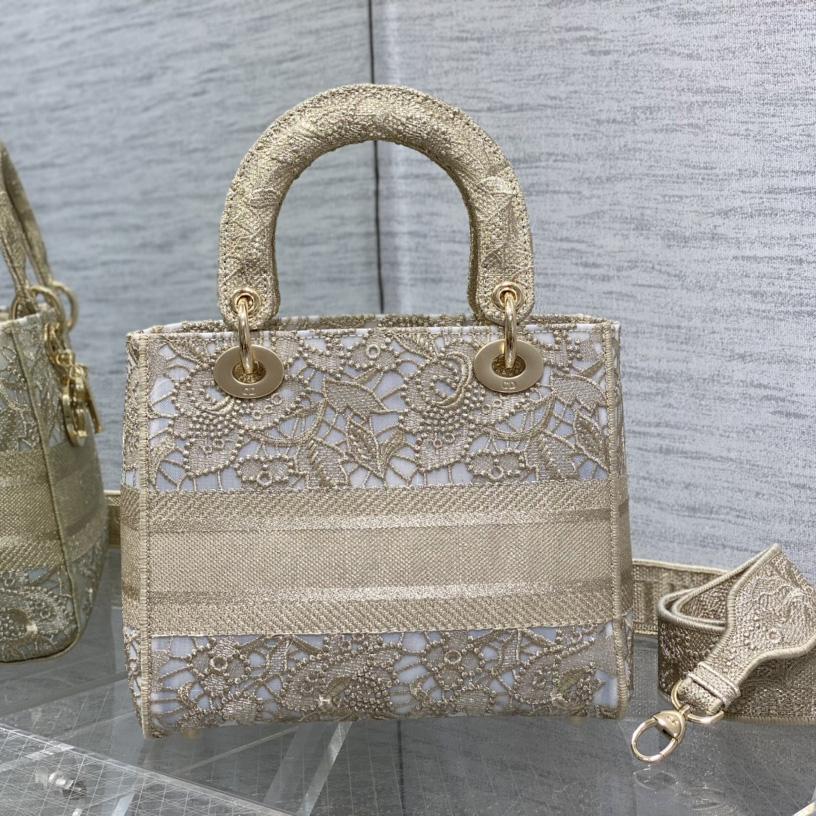 Dior Medium Dior Or Lady D-lite Bag - DesignerGu