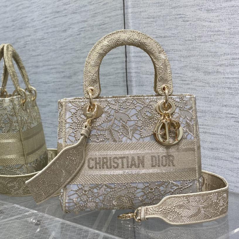 Dior Medium Dior Or Lady D-lite Bag - DesignerGu