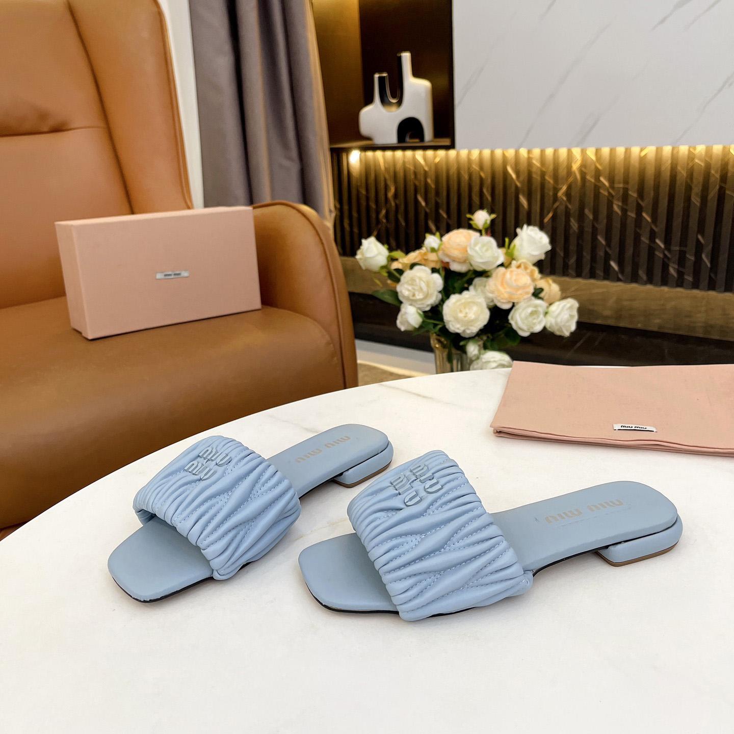 Miu Miu Matelassé Nappa Leather Slides - DesignerGu