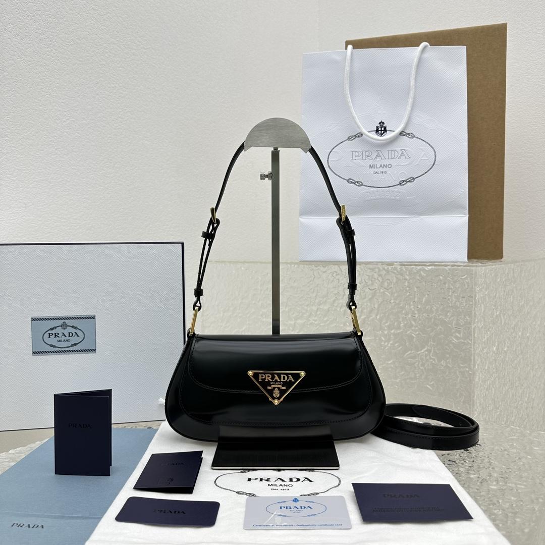 Prada Brushed Leather Shoulder Bag - DesignerGu