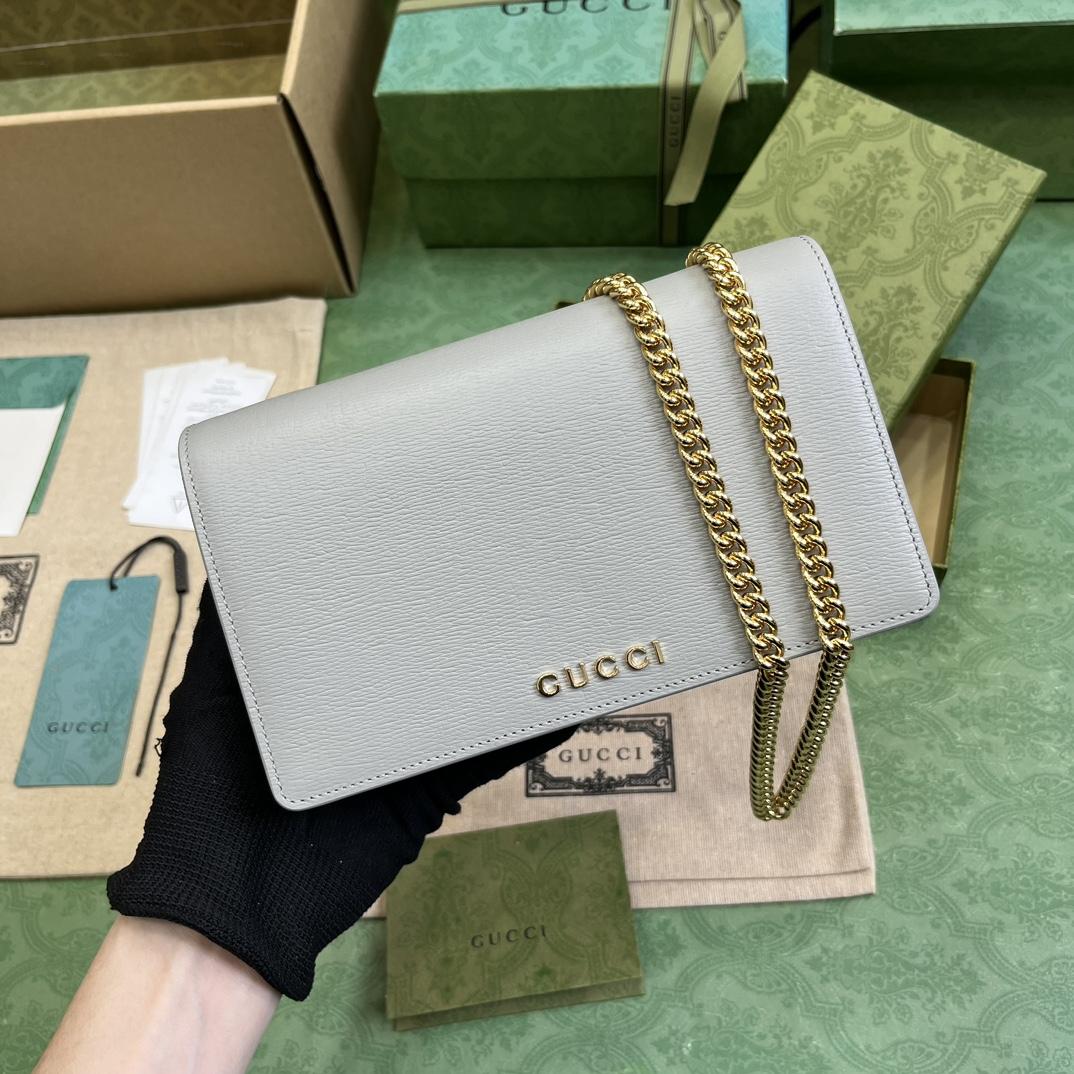 Gucci Chain Wallet With Gucci Script (12.5x 20x 4cm) - DesignerGu