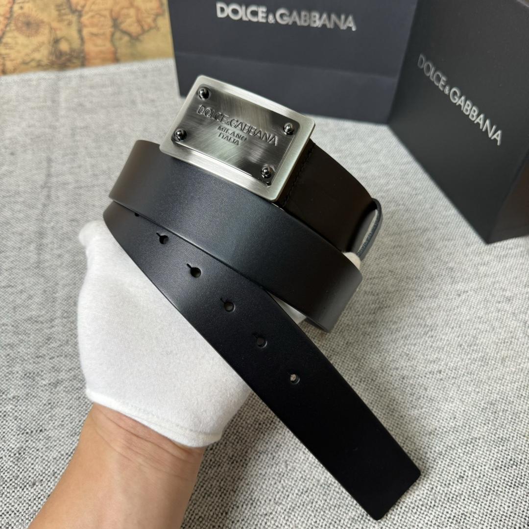 Dolce & Gabbana Calfskin Belt With Branded Tag - DesignerGu