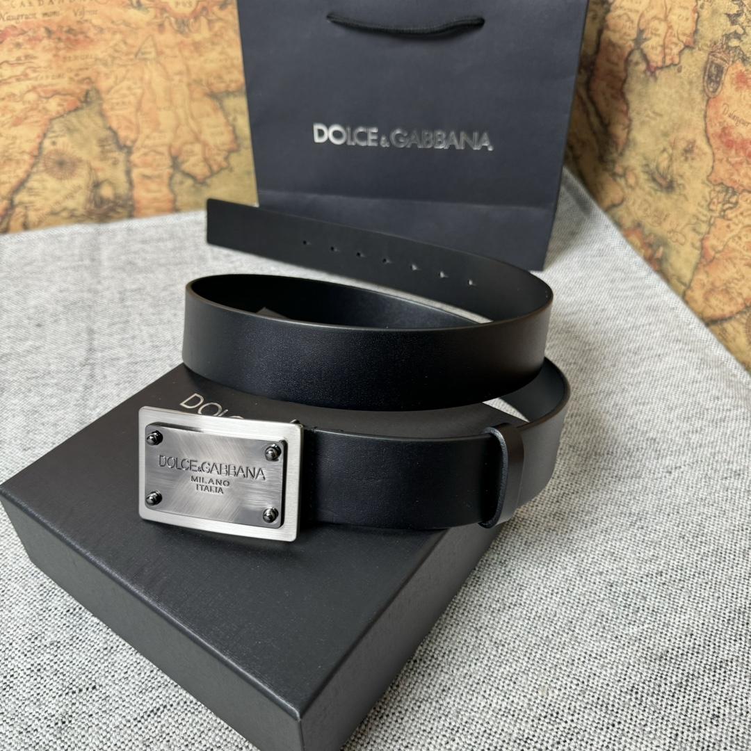 Dolce & Gabbana Calfskin Belt With Branded Tag - DesignerGu