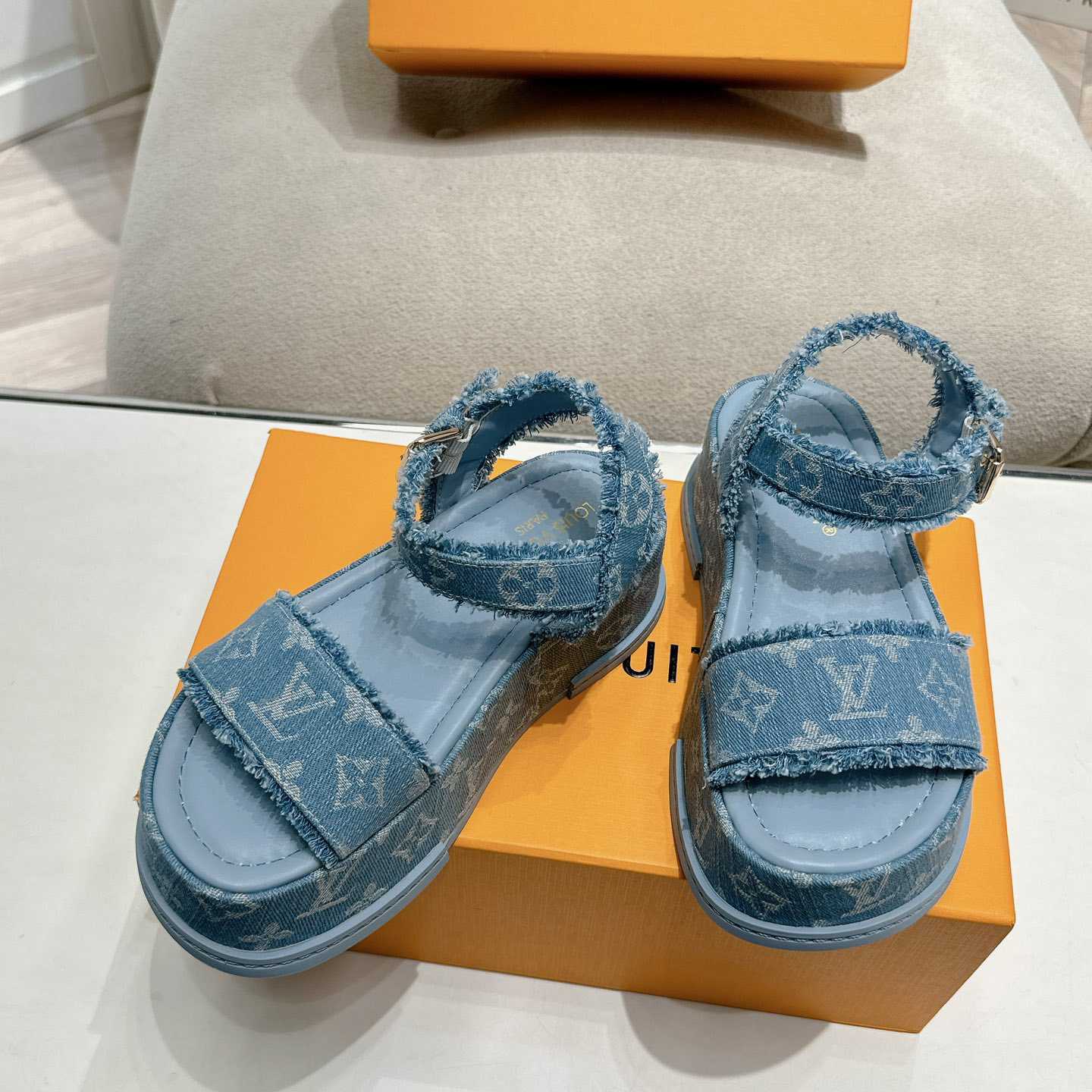 Louis Vuitton Maya Flatform Sandal   - DesignerGu
