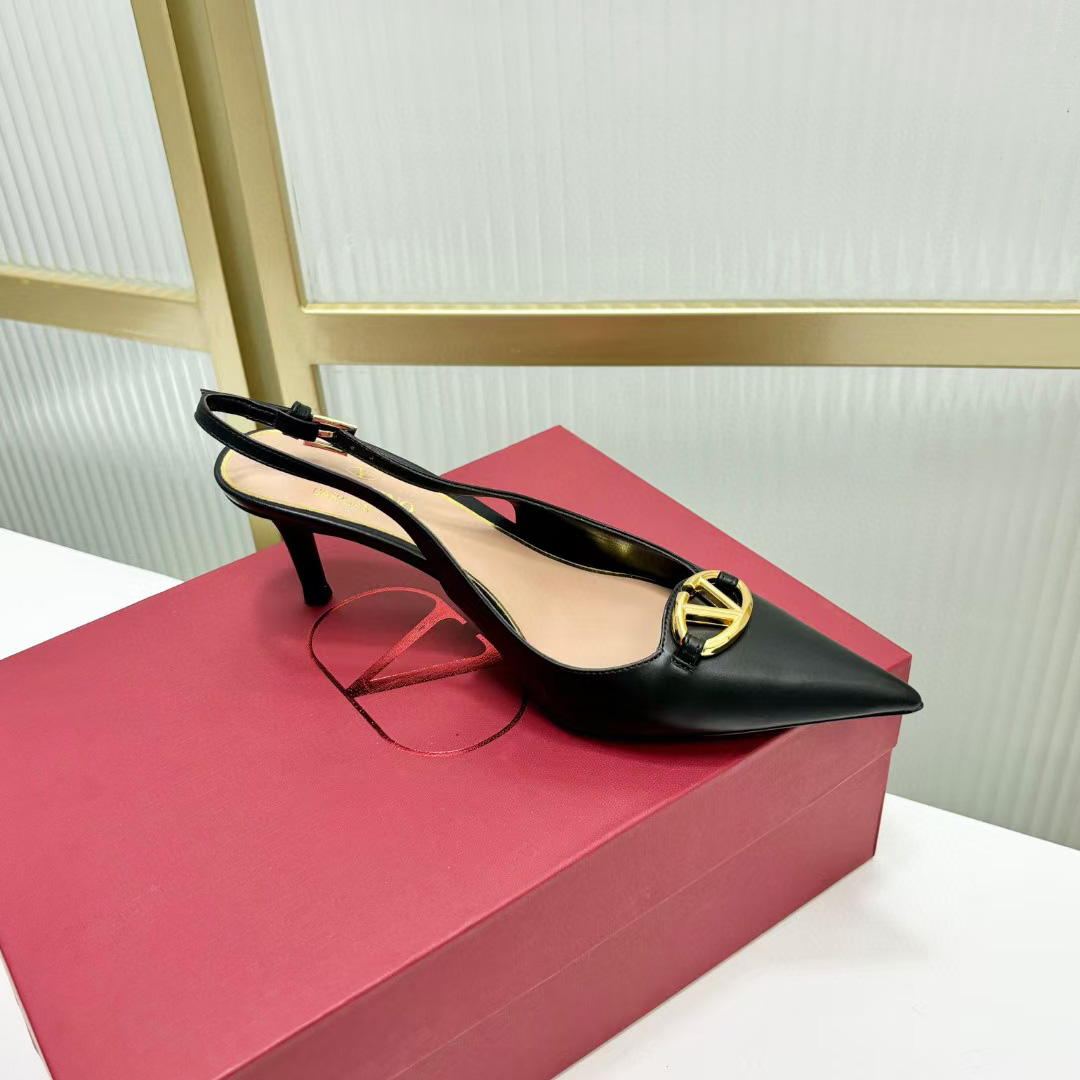 Valenti The Bold Edition VLogo Calfskin Slingback Pump   60mm - DesignerGu