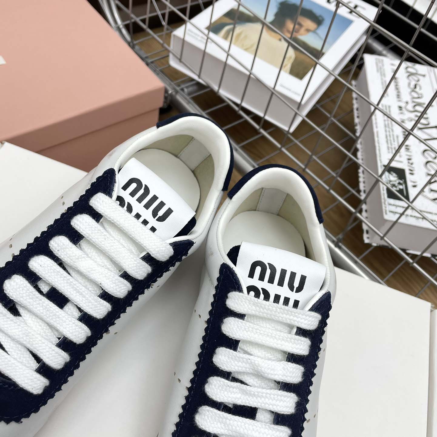 Miu Miu Plume Nappa Leather And Suede Sneakers - DesignerGu