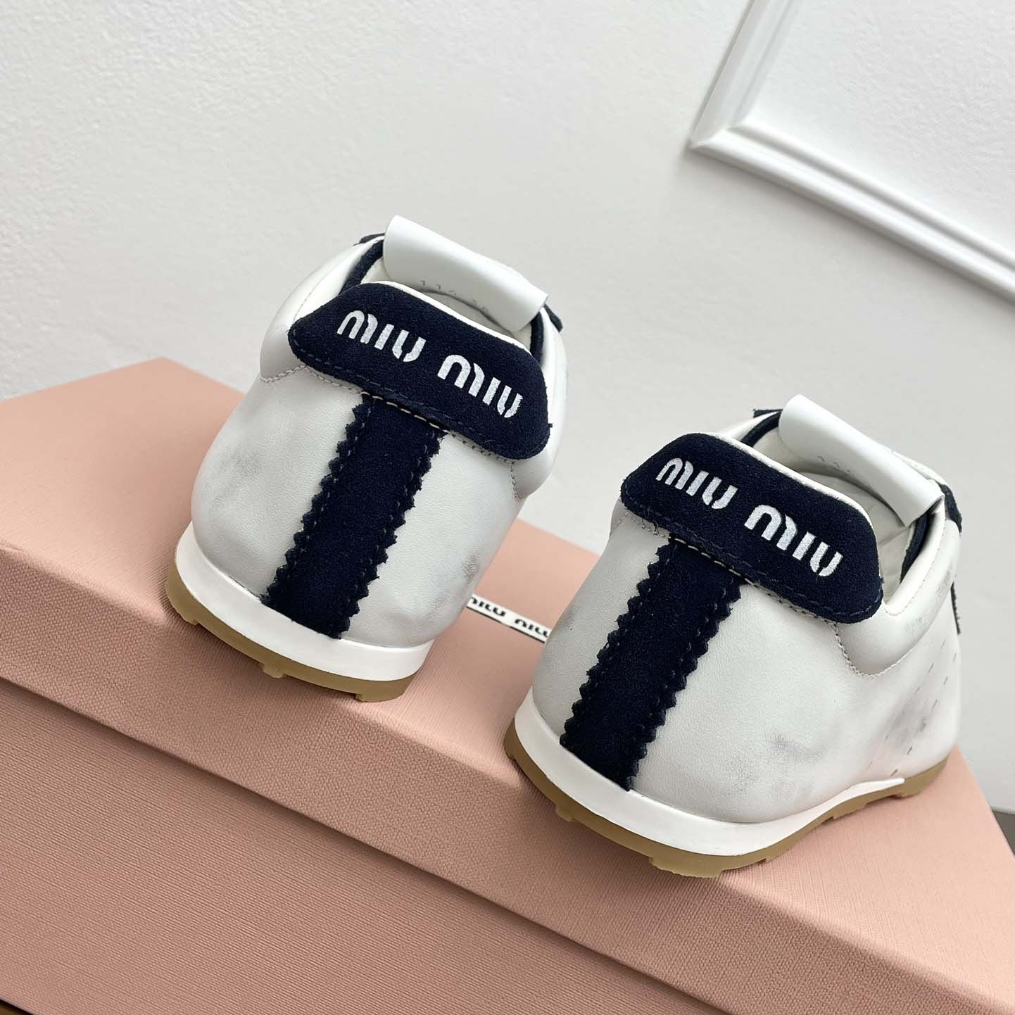 Miu Miu Plume Nappa Leather And Suede Sneakers - DesignerGu