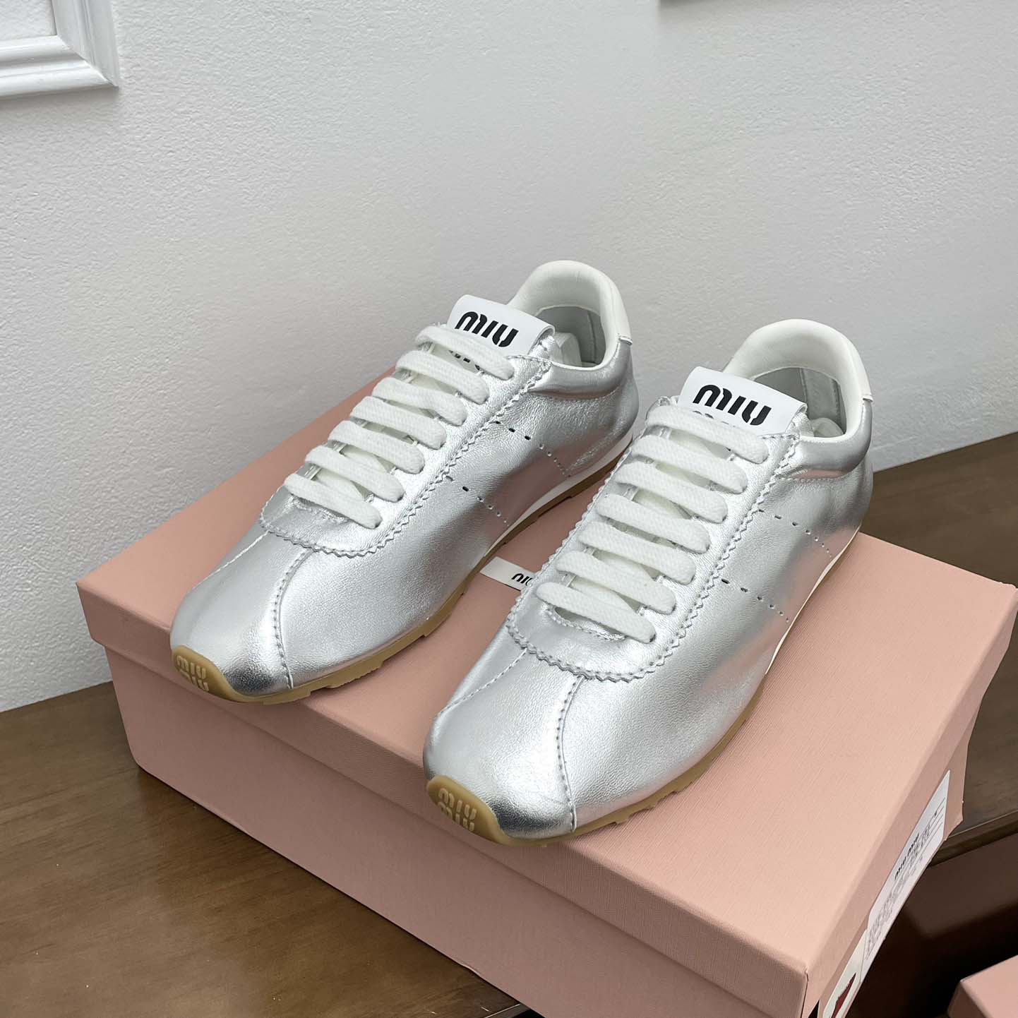 Miu Miu Plume Mordoré Calfskin Sneakers - DesignerGu