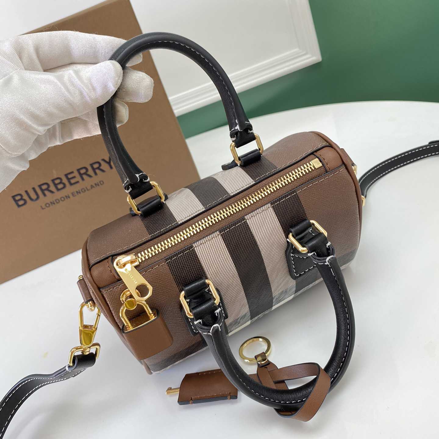 Burberry Mini Check Bowling Bag - DesignerGu