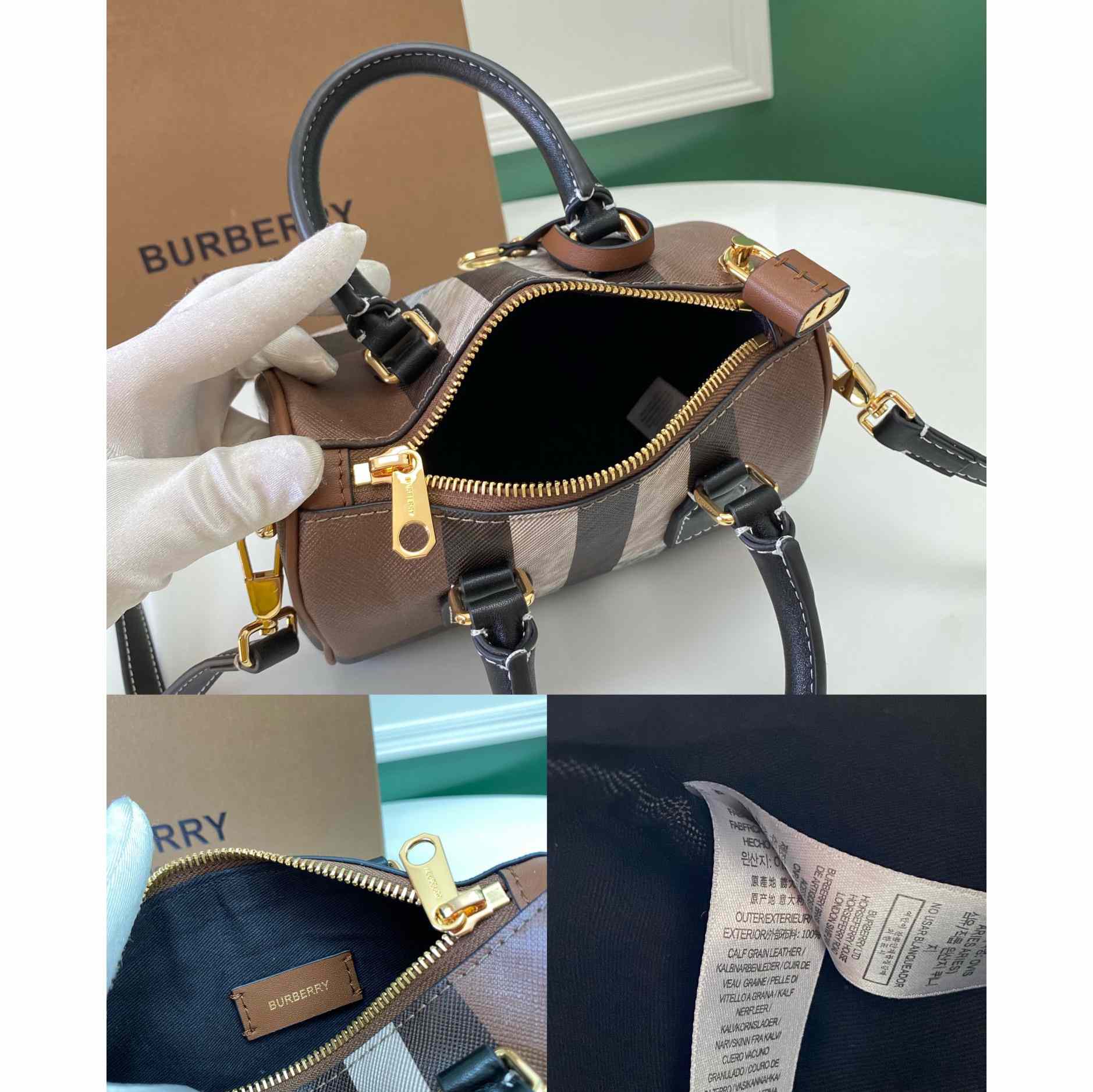 Burberry Mini Check Bowling Bag - DesignerGu