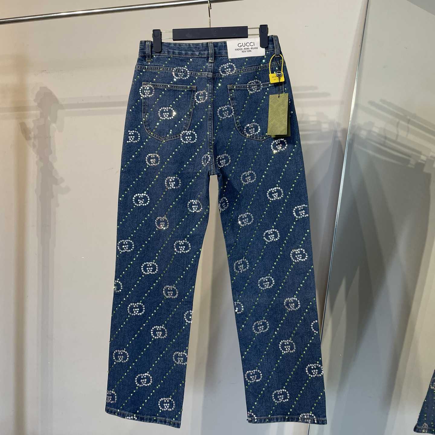 Gucci Crystal Interlocking G Denim Trouser - DesignerGu