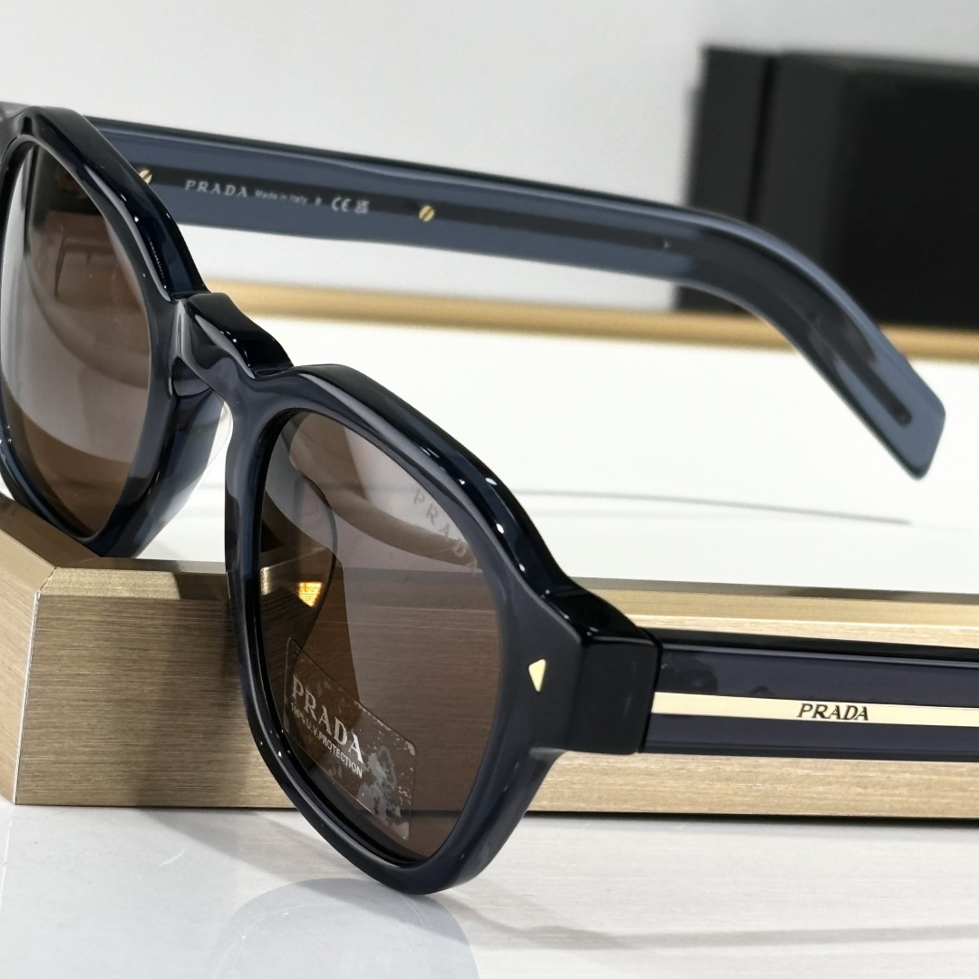 Prada Sunglasses With Iconic Metal Plaque   SPR A16SF - DesignerGu