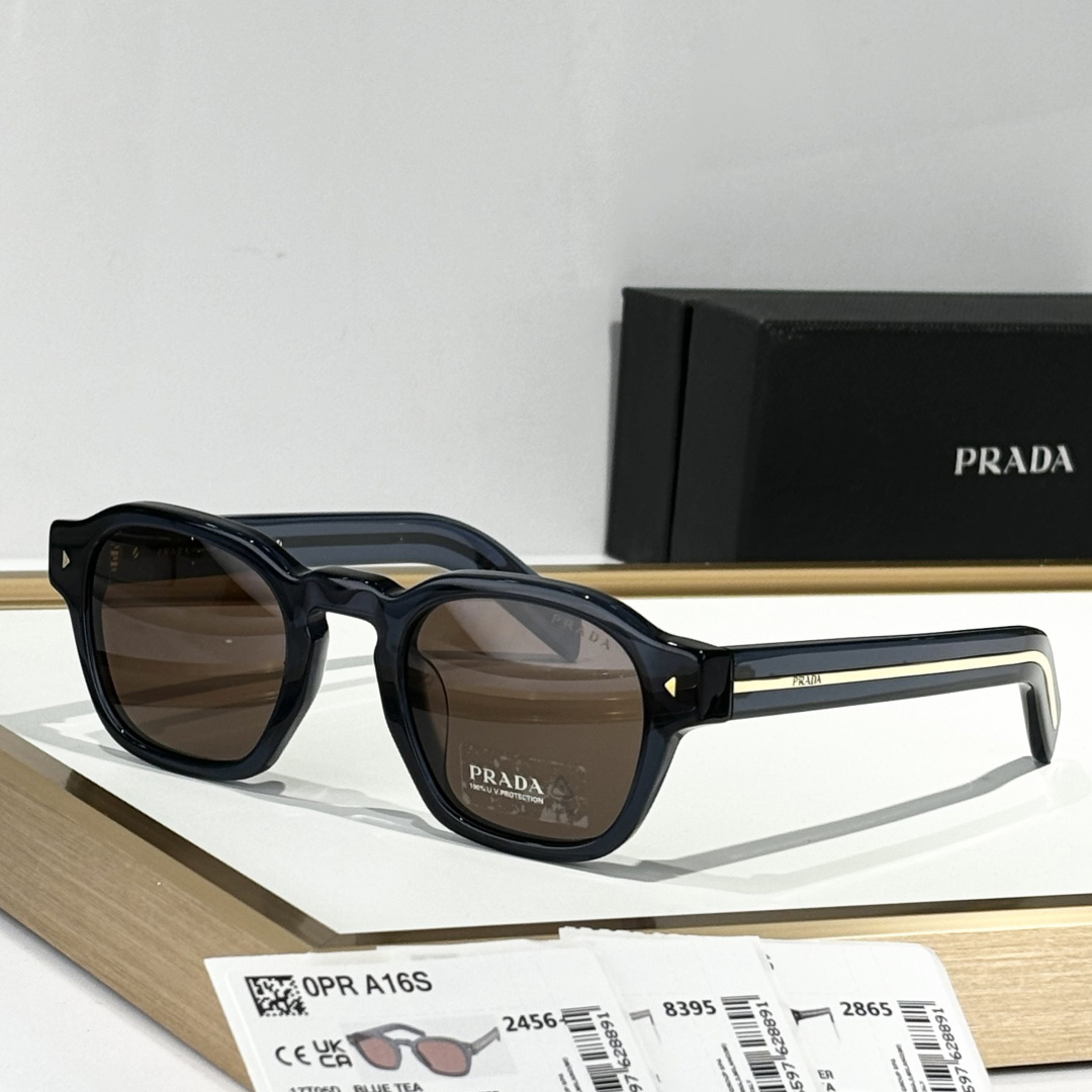 Prada Sunglasses With Iconic Metal Plaque   SPR A16SF - DesignerGu