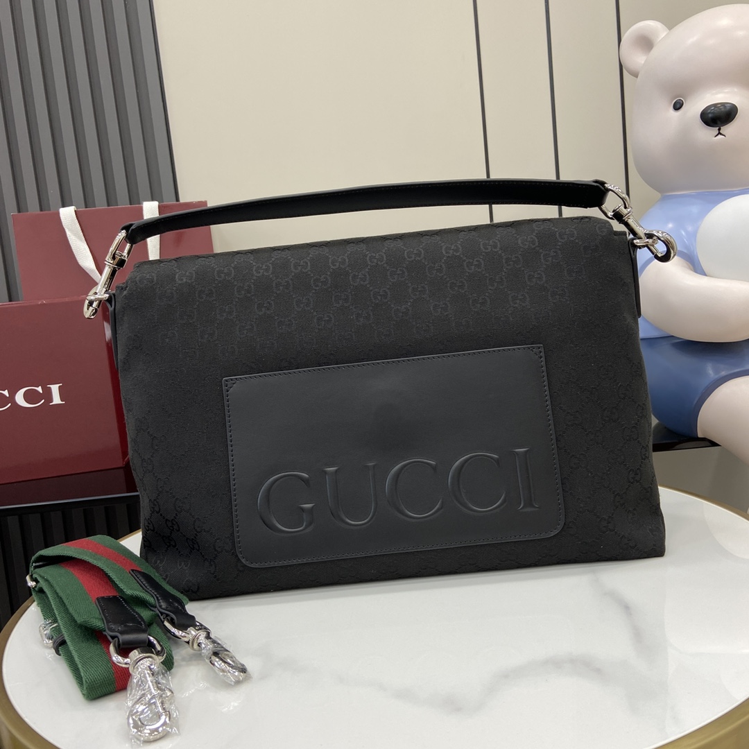 Gucci Medium GG Crossbody Bag With Web - DesignerGu