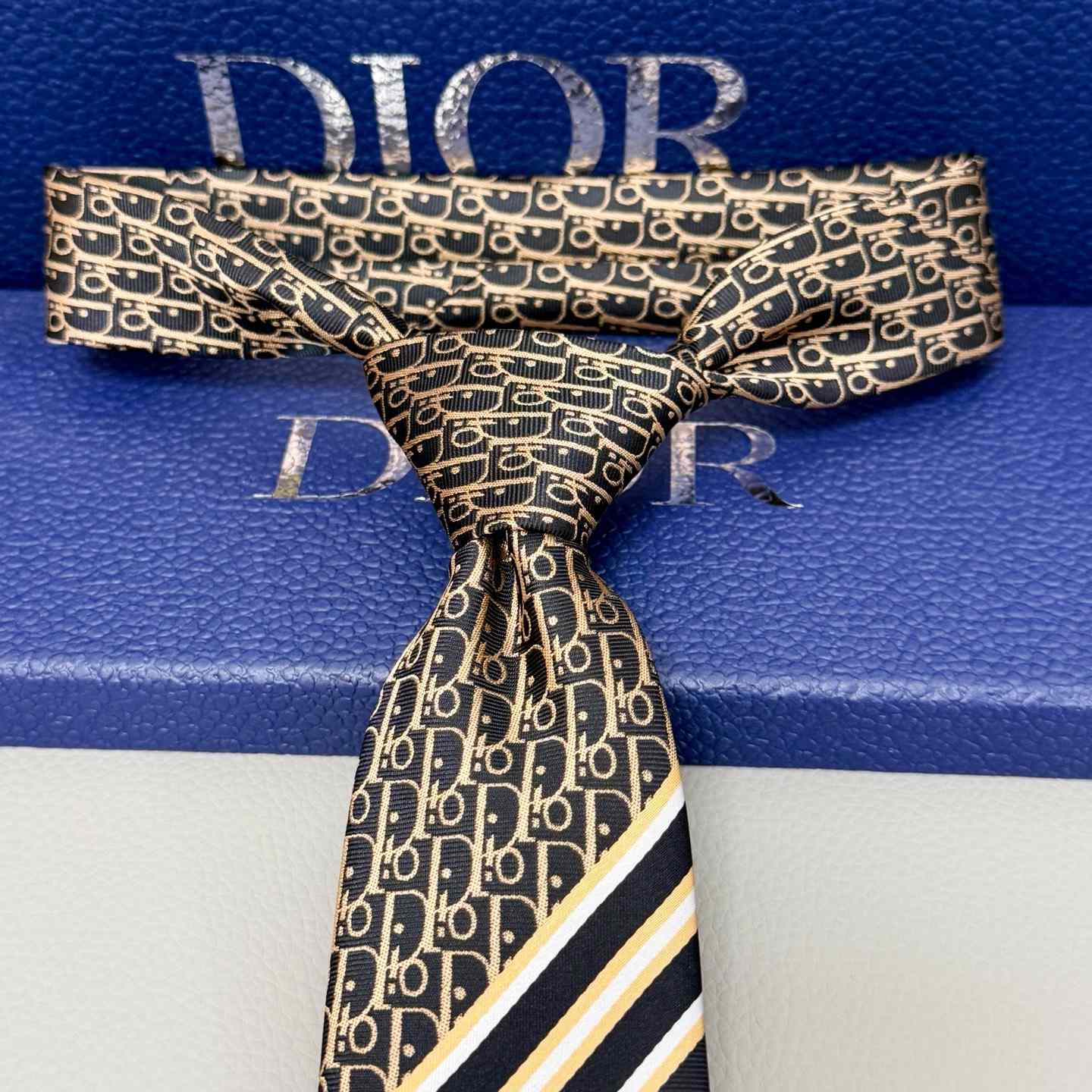 Dior Striped Dior Oblique Tie - DesignerGu