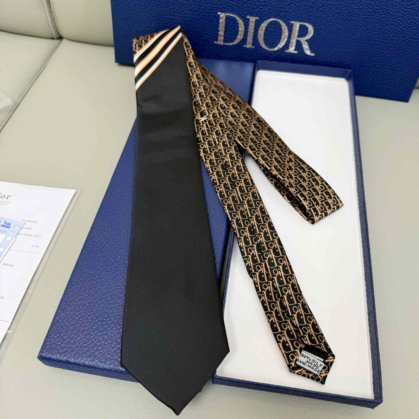 Dior Striped Dior Oblique Tie - DesignerGu