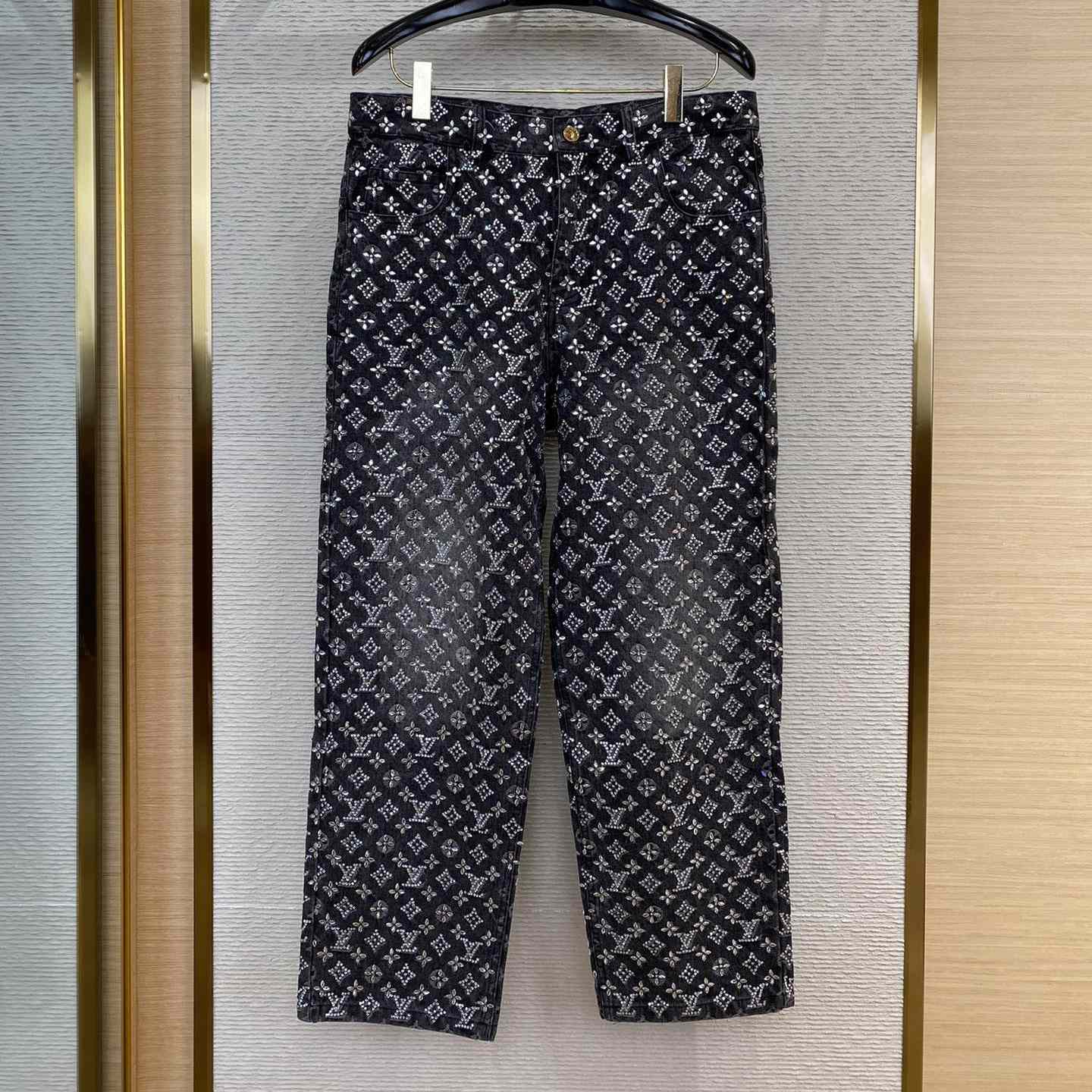 Louis Vuitton Embroidered Monogram Baggy Denim Pants   1ABY8N - DesignerGu