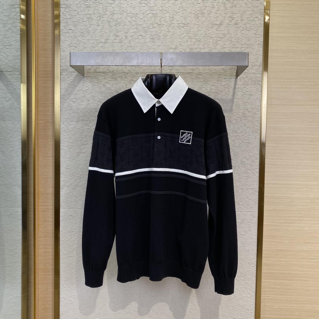 Louis Vuitton Monogram Jacquard Long-Sleeved Polo Shirt   1AGTMB - DesignerGu