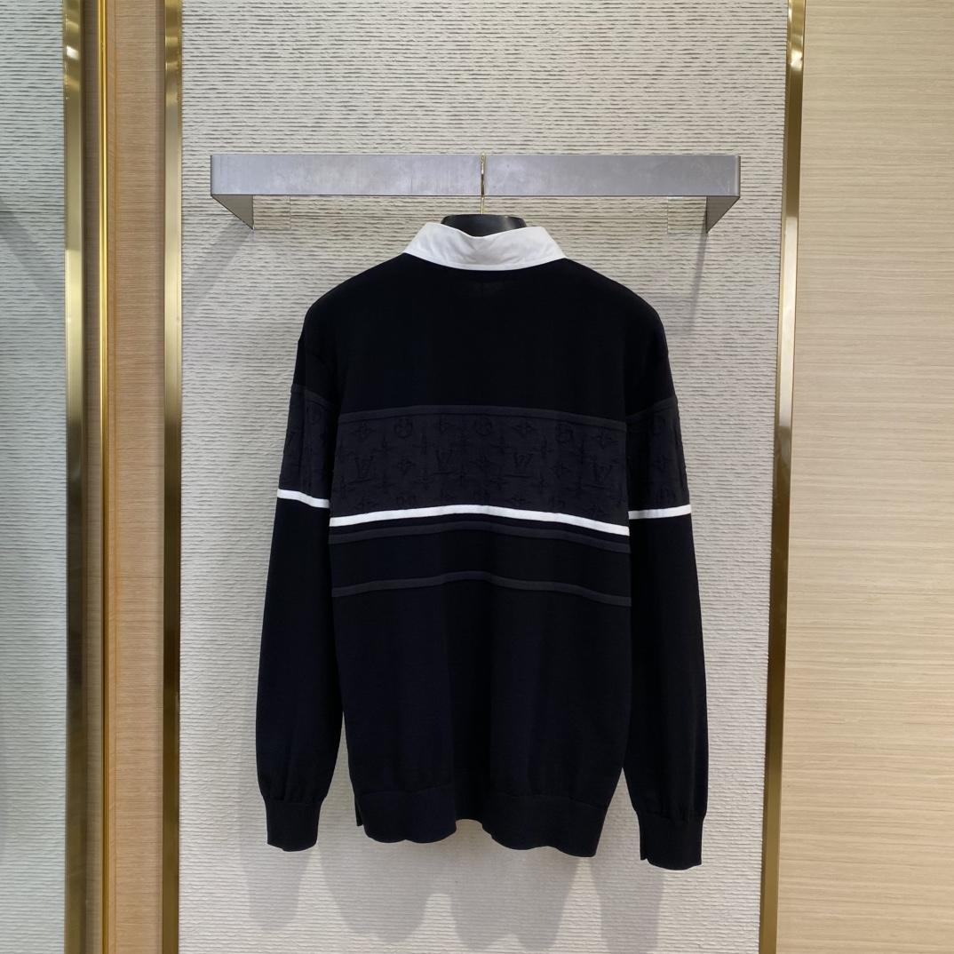 Louis Vuitton Monogram Jacquard Long-Sleeved Polo Shirt   1AGTMB - DesignerGu