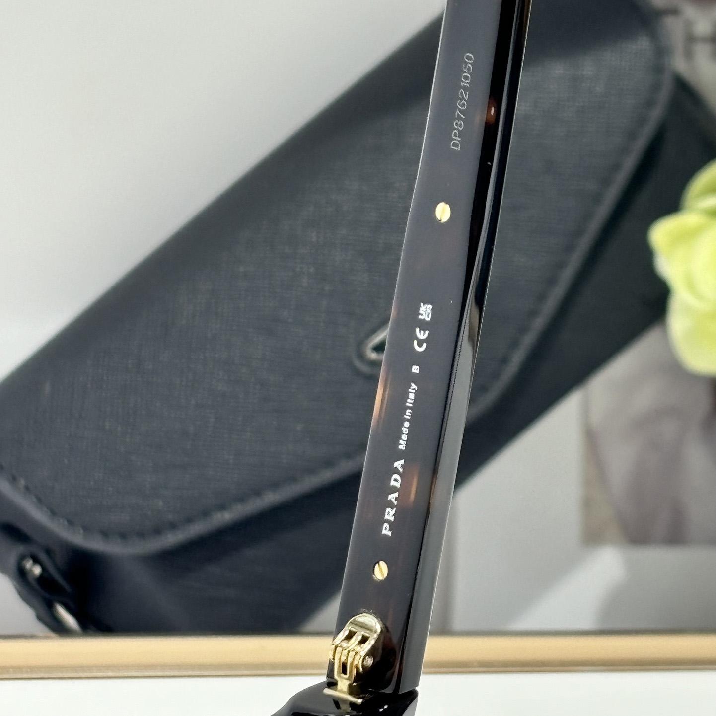 Prada Sunglasses With Iconic Metal Plaque   SPR A16SF - DesignerGu