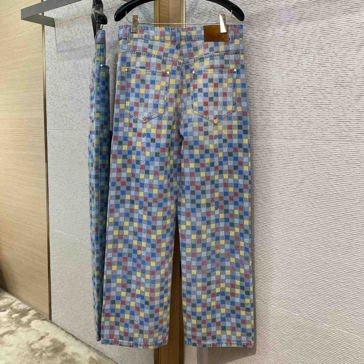 Louis Vuitton Damier Denim Wide-Leg Pants   1AHBMK - DesignerGu