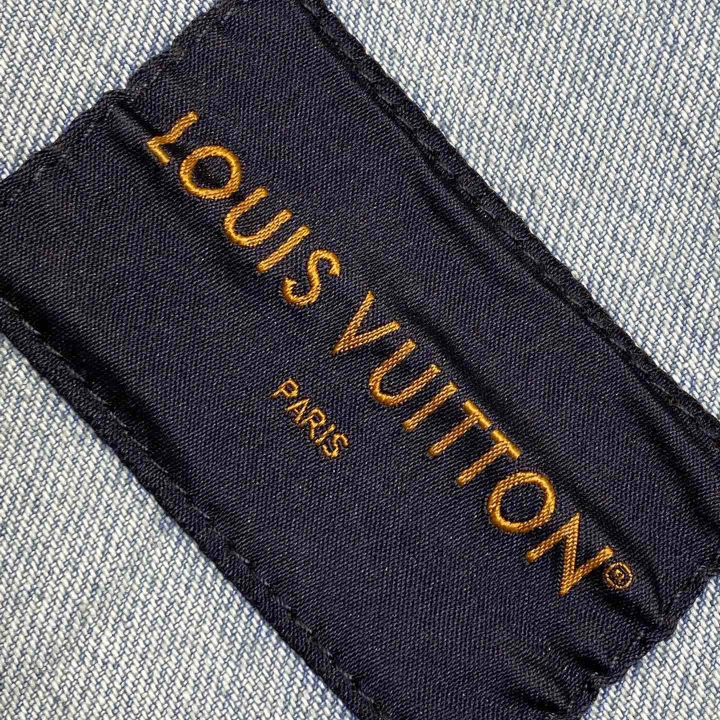 Louis Vuitton Damier Denim Wide-Leg Pants   1AHBMK - DesignerGu