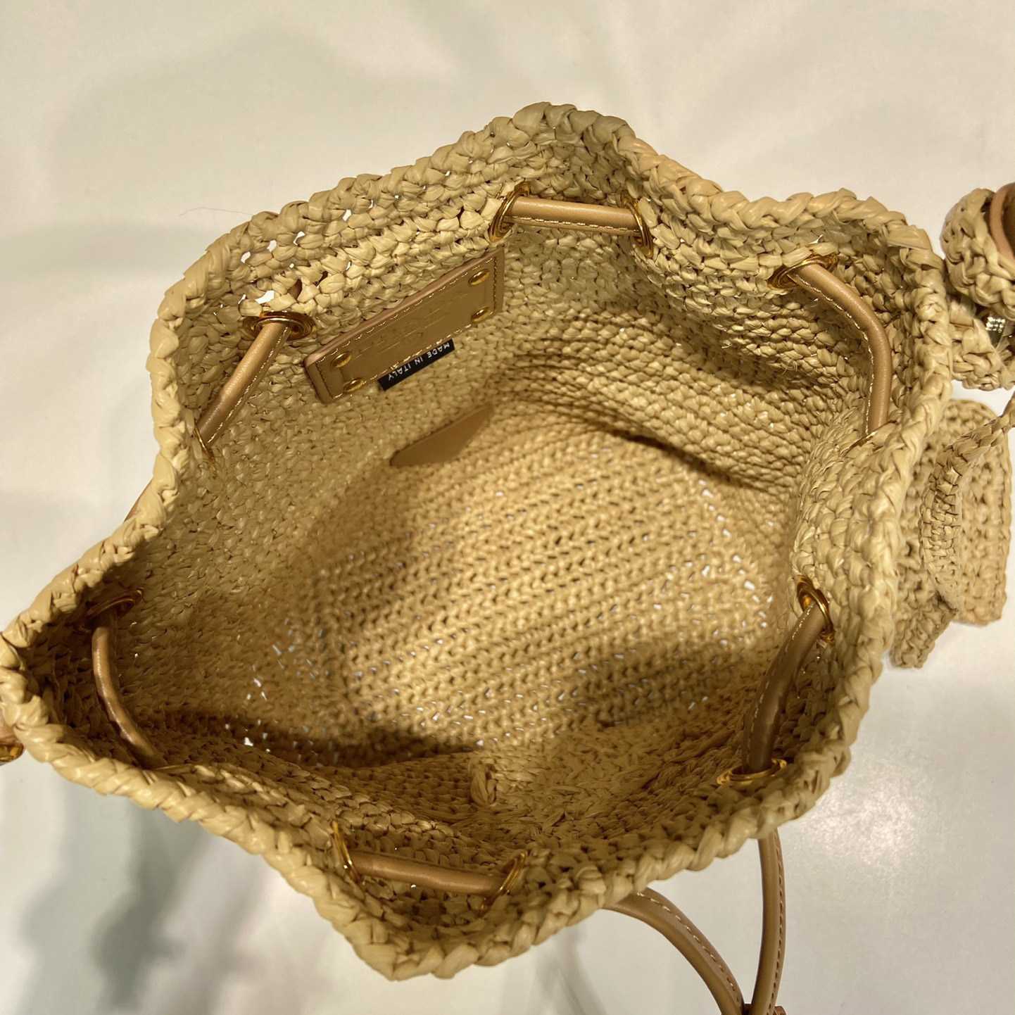 Prada Crochet And Leather Mini-bucket Bag - DesignerGu