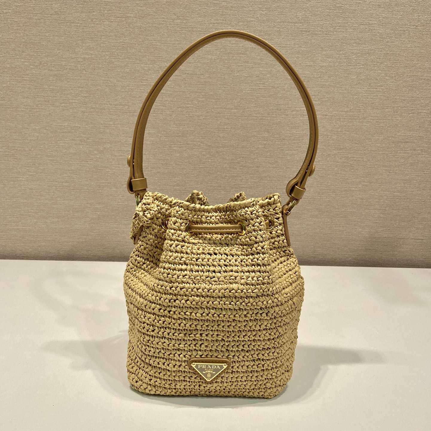 Prada Crochet And Leather Mini-bucket Bag - DesignerGu