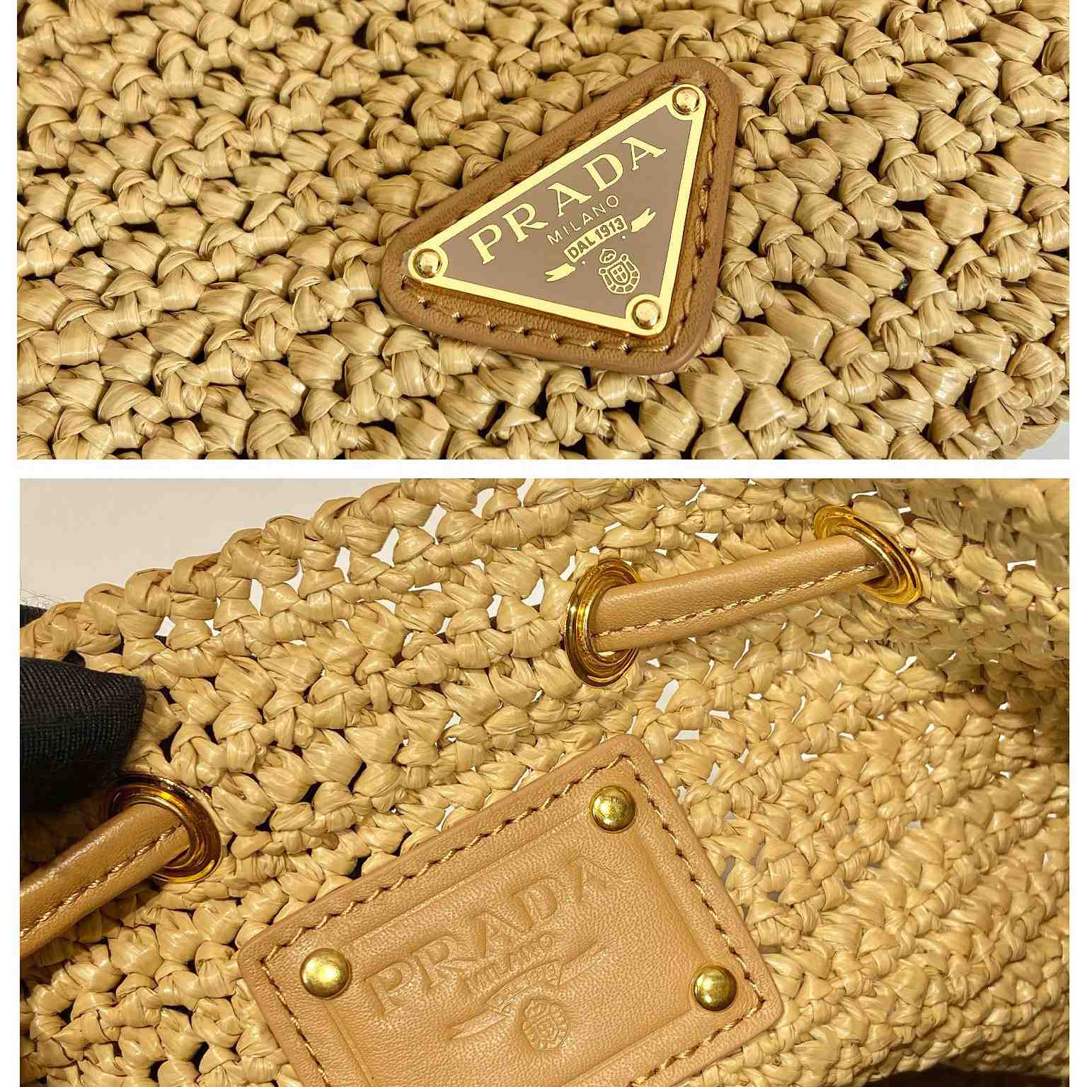 Prada Crochet And Leather Mini-bucket Bag - DesignerGu