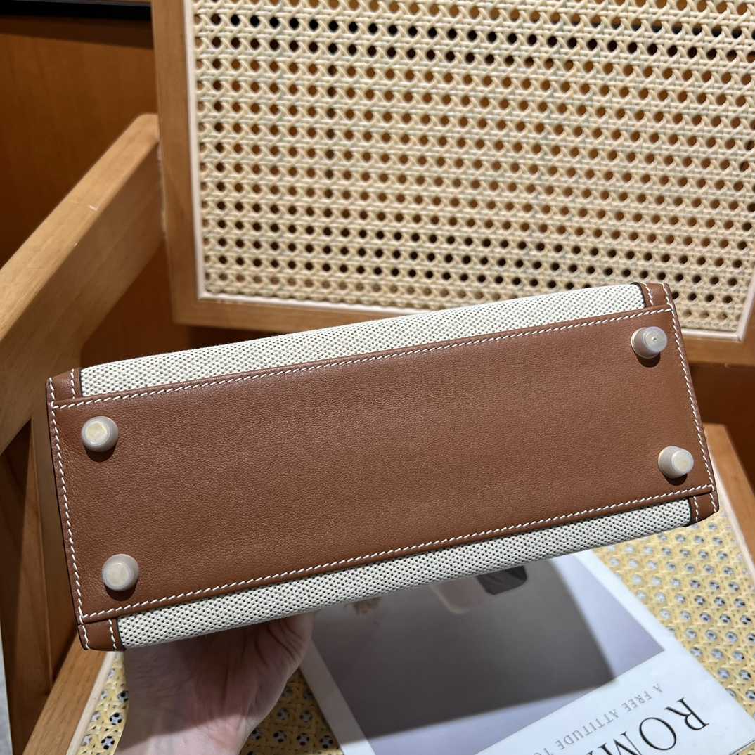 Hermes Vintage Toile & Barenia Kelly 25 - DesignerGu