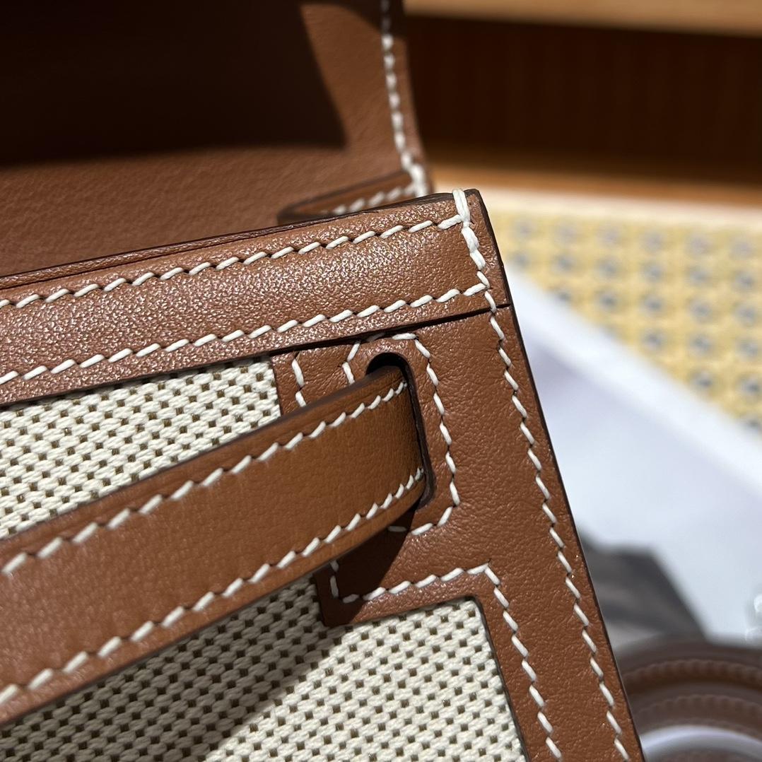 Hermes Vintage Toile & Barenia Kelly 25 - DesignerGu