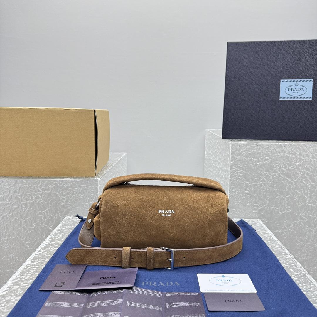 Prada Suede Shoulder Bag - DesignerGu