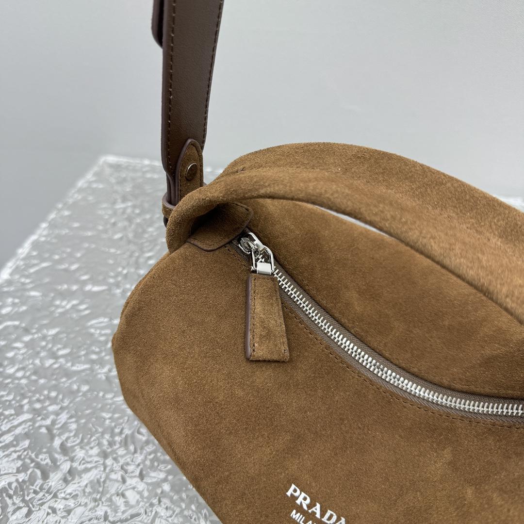 Prada Suede Shoulder Bag - DesignerGu
