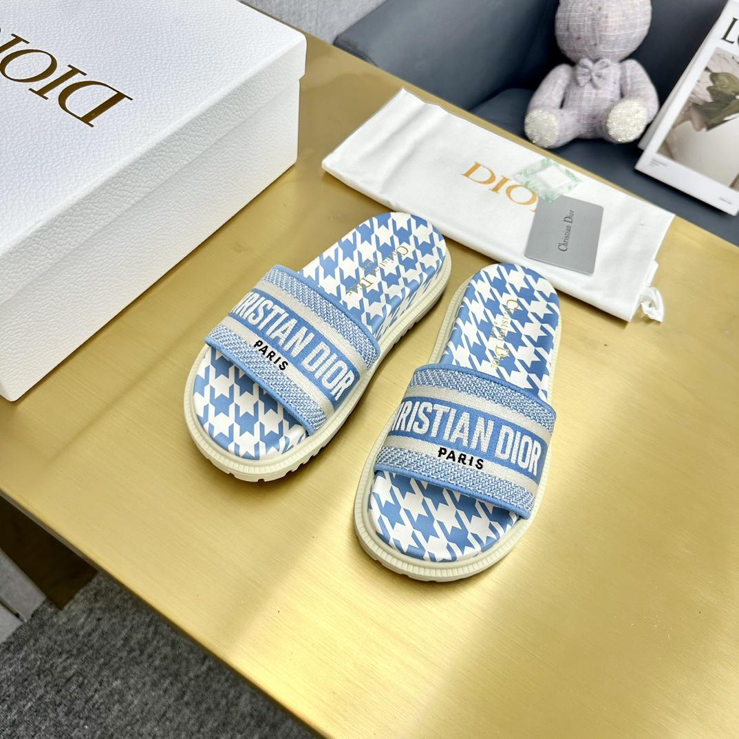 Dior Wmns DWay Slide 'Houndstooth - Corn Flower' - DesignerGu