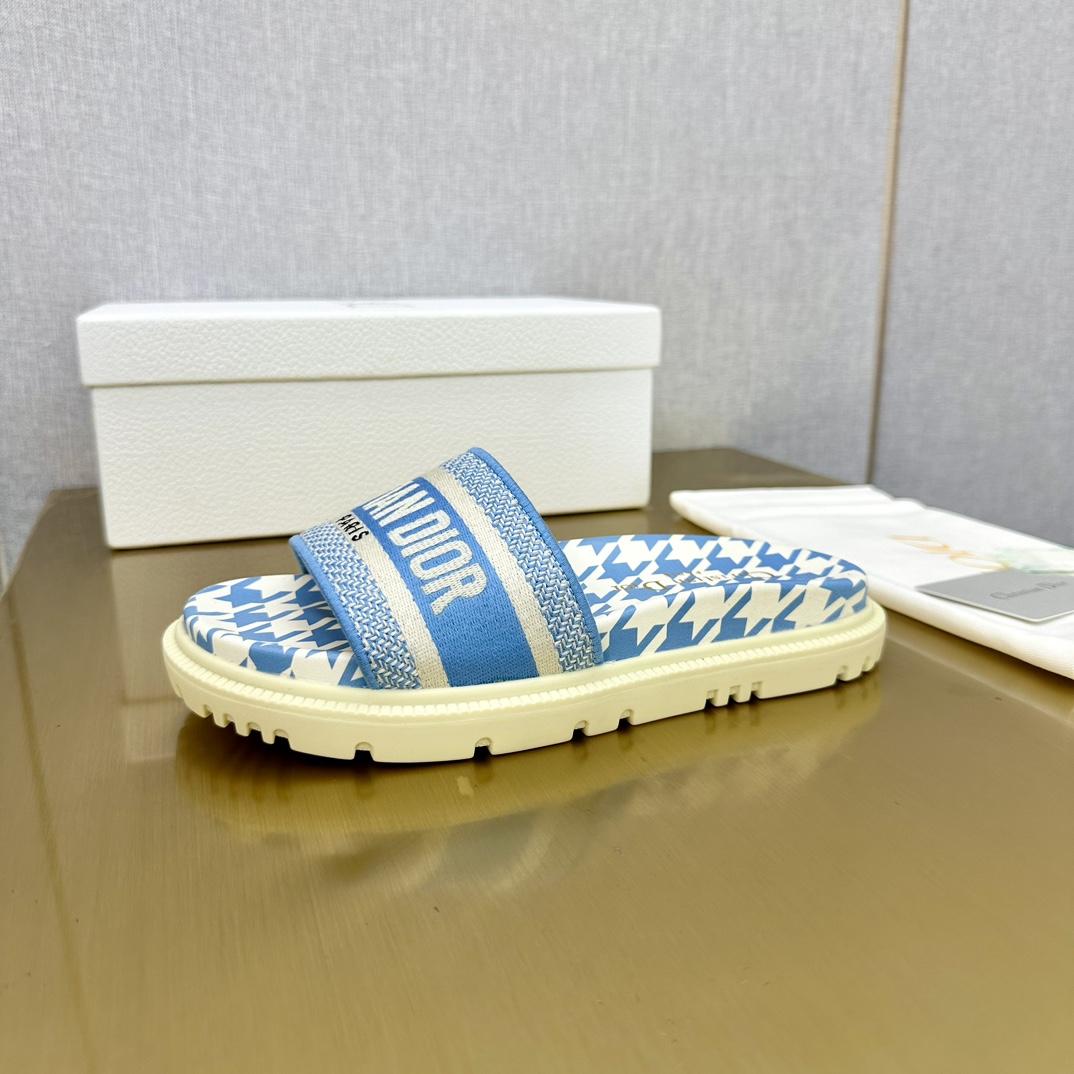 Dior Wmns DWay Slide 'Houndstooth - Corn Flower' - DesignerGu