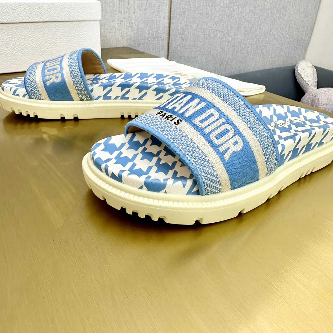 Dior Wmns DWay Slide 'Houndstooth - Corn Flower' - DesignerGu