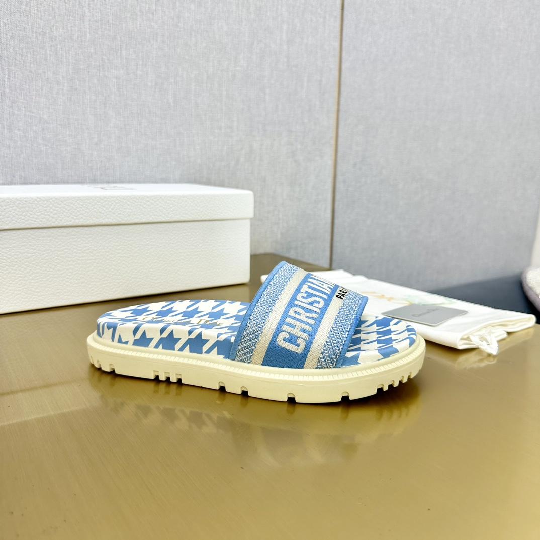 Dior Wmns DWay Slide 'Houndstooth - Corn Flower' - DesignerGu