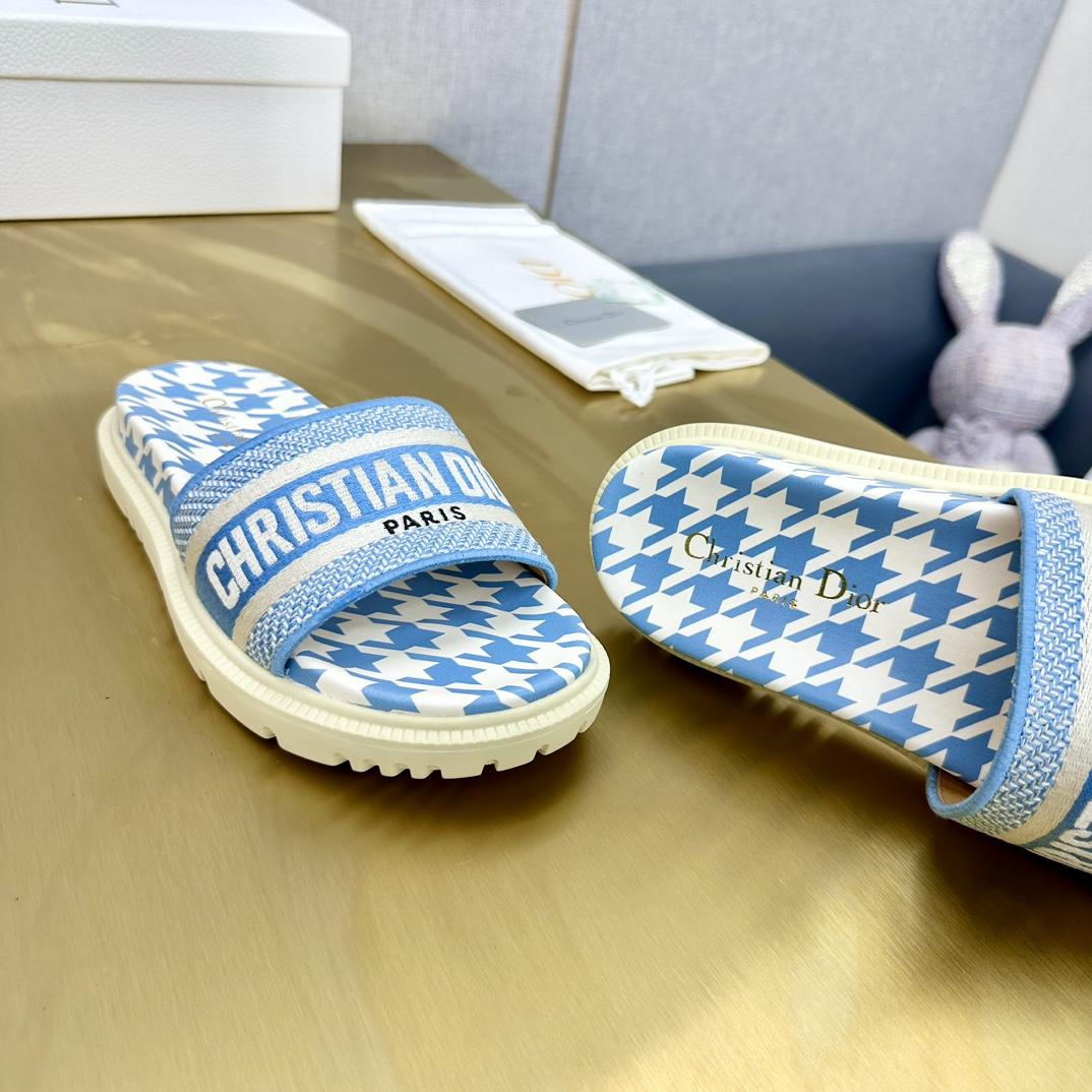Dior Wmns DWay Slide 'Houndstooth - Corn Flower' - DesignerGu
