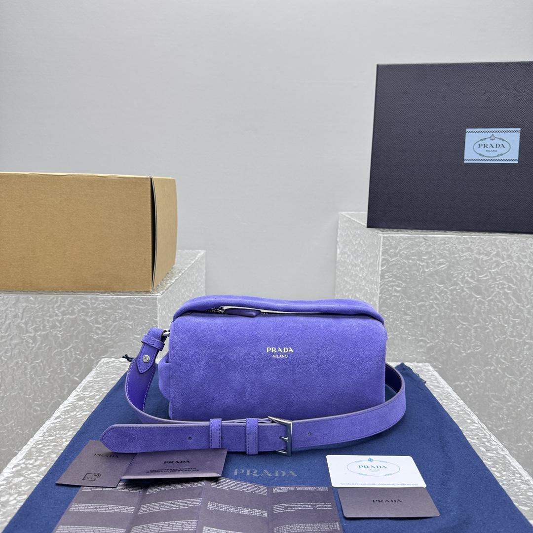 Prada Suede Shoulder Bag - DesignerGu