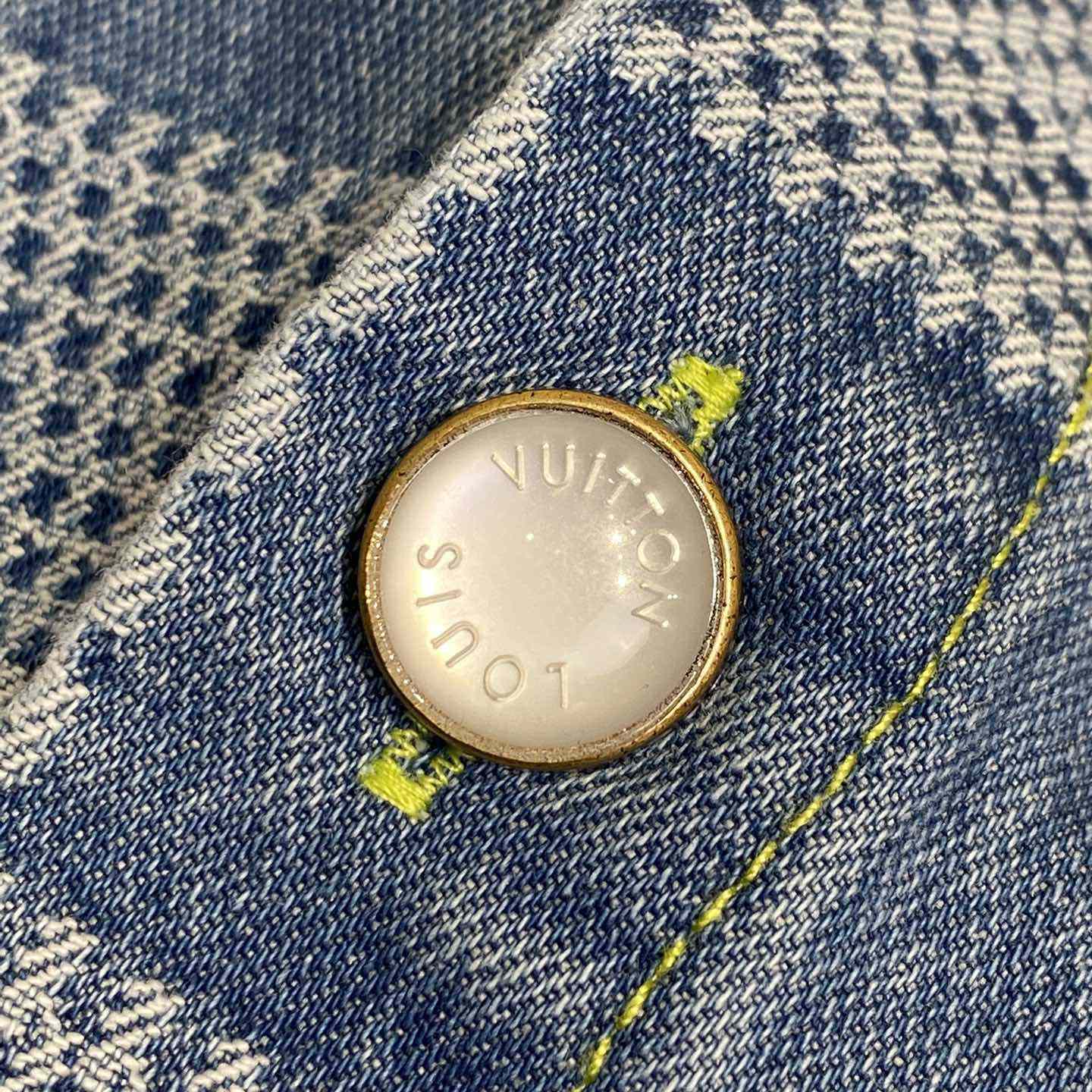 Louis Vuitton Damier Short-Sleeved Chambray Shirt   - DesignerGu