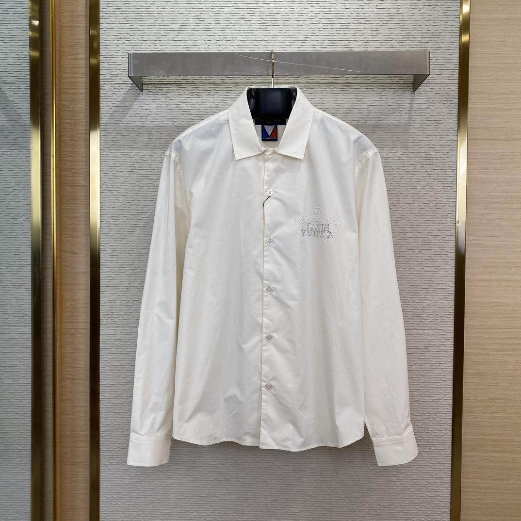 Louis Vuitton Embellished Open Collar Long-Sleeved Shirt   1AFVQQ - DesignerGu