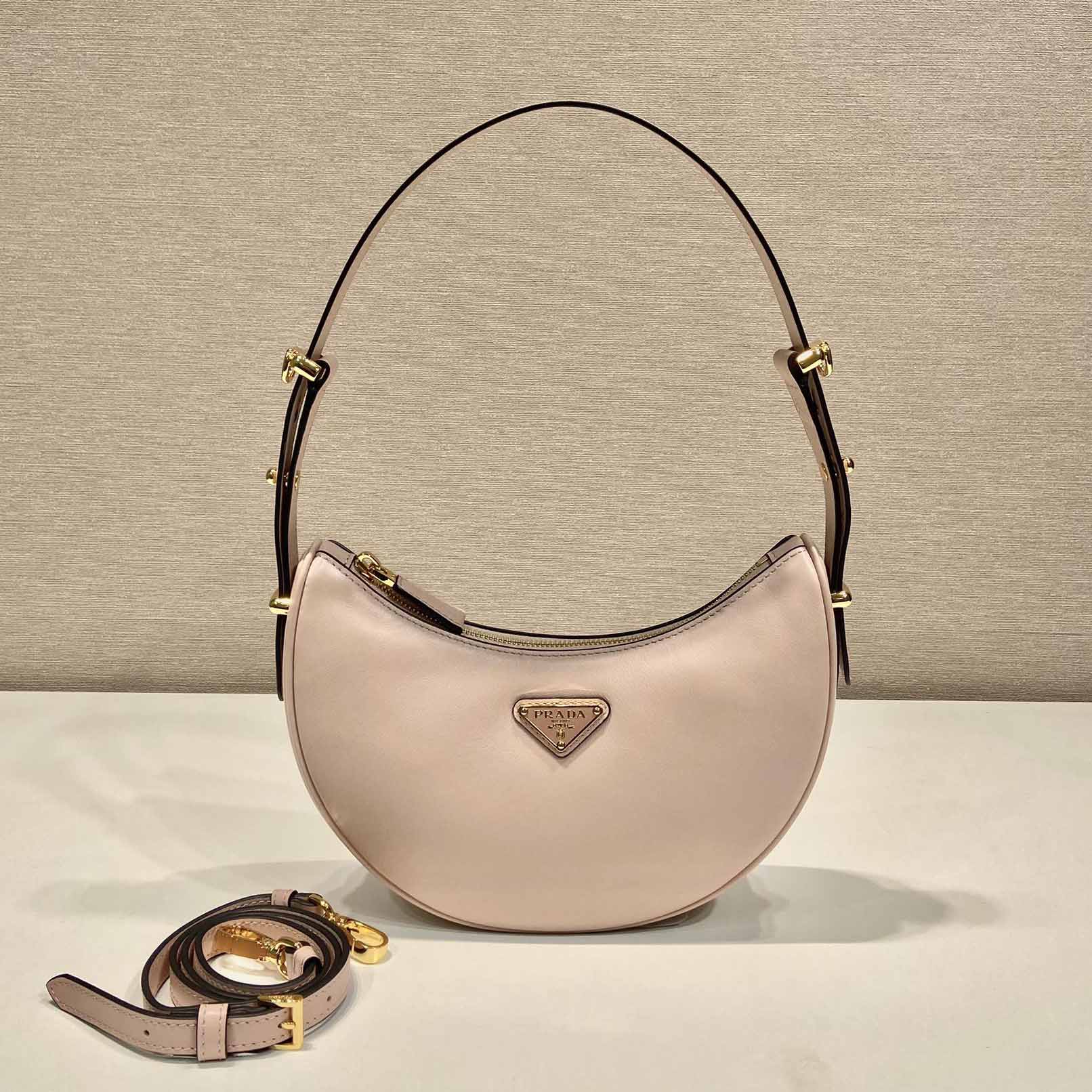 Prada Arqué Small Leather Shoulder Bag - DesignerGu