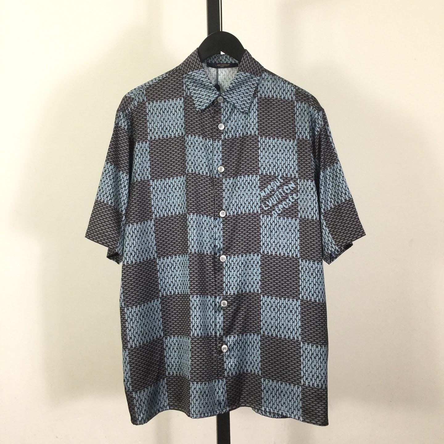 Louis Vuitton Damier Short-Sleeved Silk Shirt   1AHVXU - DesignerGu