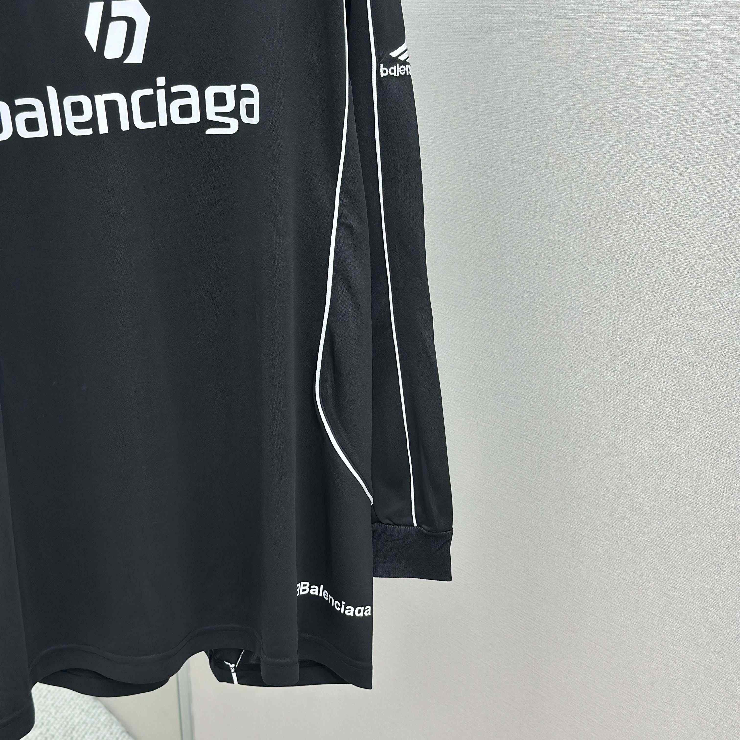 Balenciaga Paris Black Long Sleeve Soccer Jersey - DesignerGu
