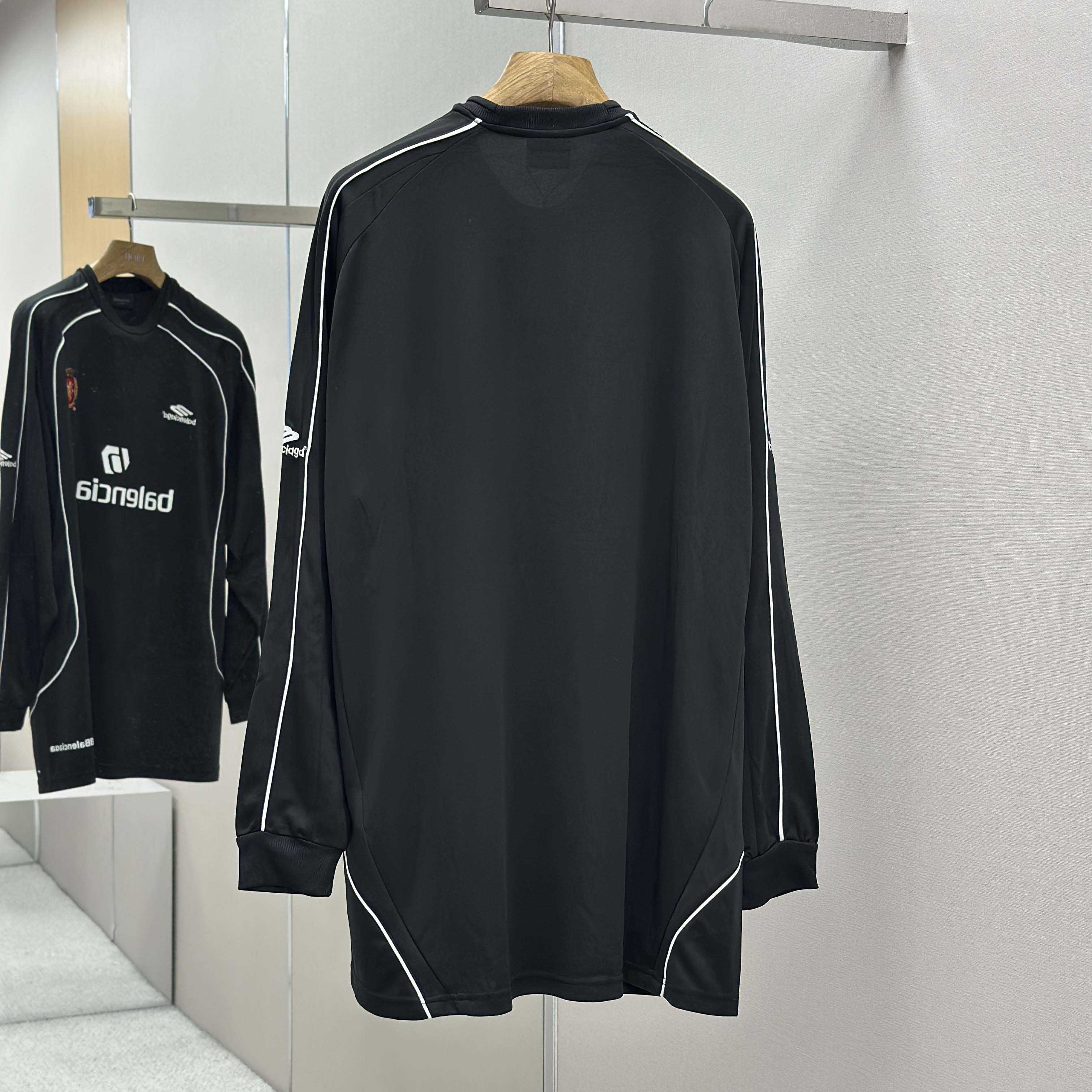 Balenciaga Paris Black Long Sleeve Soccer Jersey - DesignerGu
